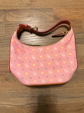 Vintage Y2K Dooney & Bourke Pink Patterned Canvas Shoulder Bag